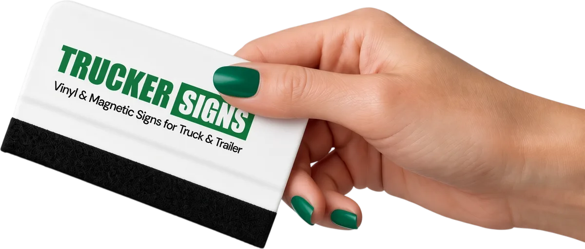 Trucker Signs branded felt-edge squeegee, free with every order